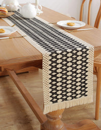 Chemin de table en jacquard de style nordique noir et blanc