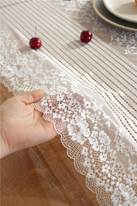 Nordic White Black Lace Table Runner