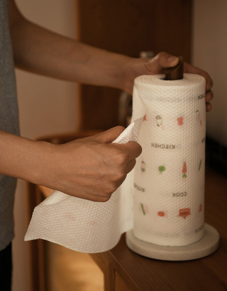 Torre de papel para cocina, soporte de madera para rollos 