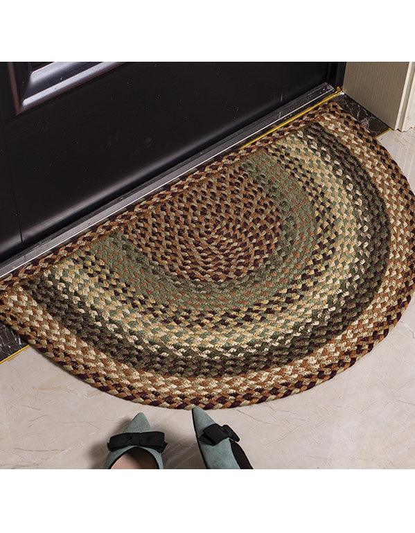 Tapis de porte tissé antidérapant et absorbant en demi-cercle