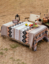 Pastoral Flower Pattern Tassel Picnic Blanket