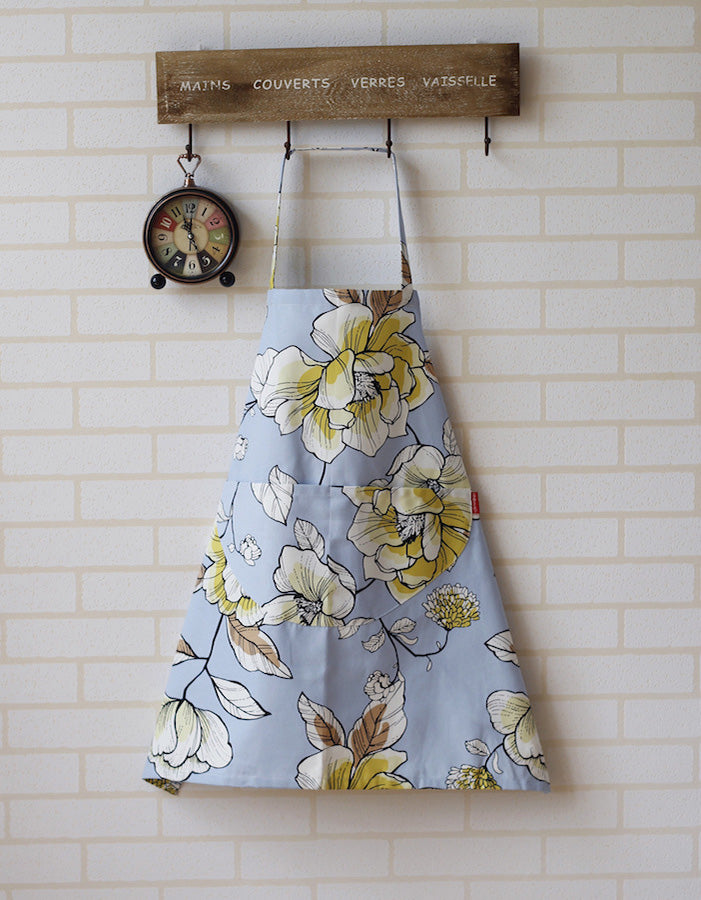 Delantal de cocina de algodón con estampado de flores estilo pastoral