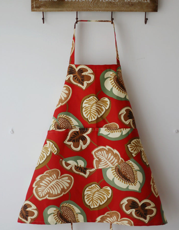 Pastoral Flower Print Cotton Cooking Apron