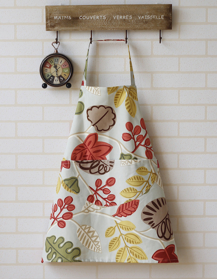 Delantal de cocina de algodón con estampado de flores estilo pastoral