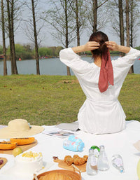 Juego de mantas de picnic para exteriores de algodón puro con correa de cuero