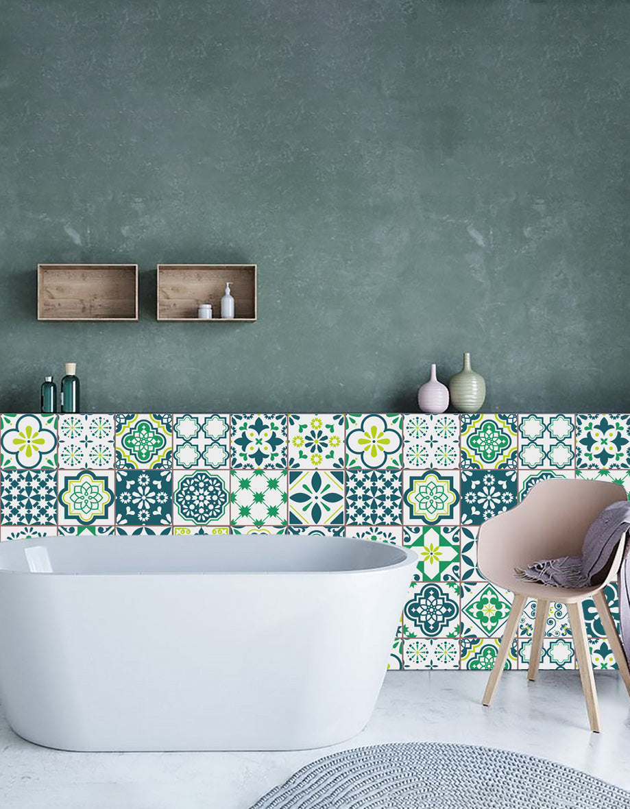 24 pegatinas de pared autoadhesivas impermeables de color verde para hacer tú mismo