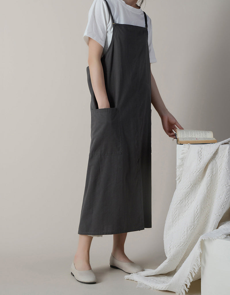 Simple Pure Cotton Waterproof Apron With Pockets