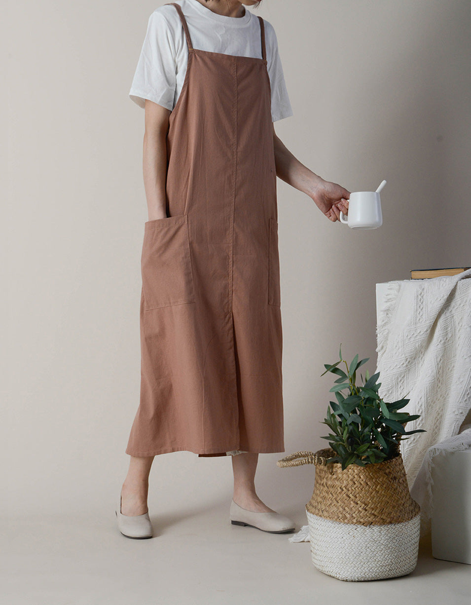 Simple Pure Cotton Waterproof Apron With Pockets