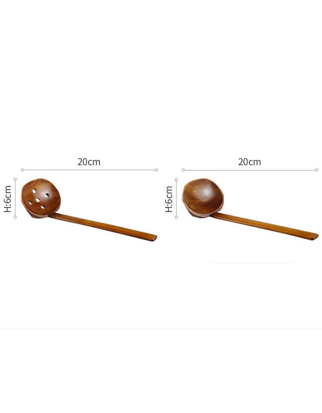 Cuchara coladora de bambú de madera maciza para cocina