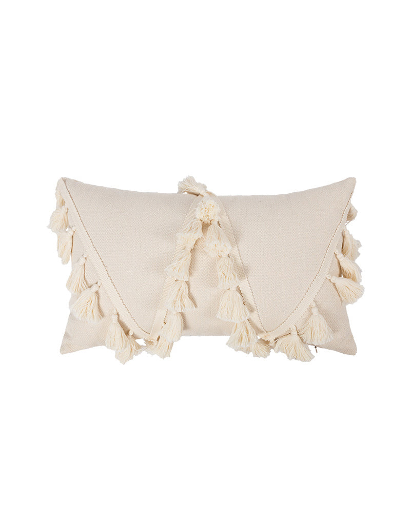 Housse de coussin à pompons de style ethnique bohème