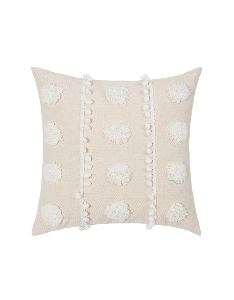 Housse de coussin à pompons de style ethnique bohème