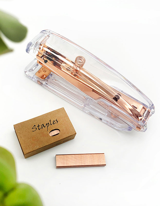 Transparent Plastic Rose Gold Stationery Set