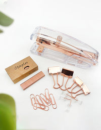 Transparent Plastic Rose Gold Stationery Set