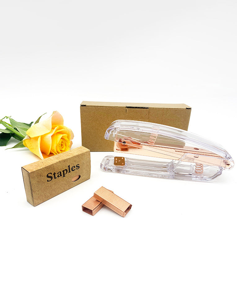 Transparent Plastic Rose Gold Stationery Set