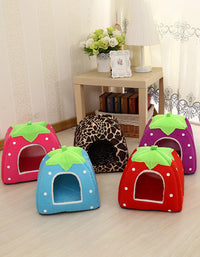 Washable Strawberry-Shaped Detachable Dog House