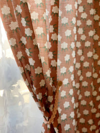 Farmhouse Style Orange Floral Curtain