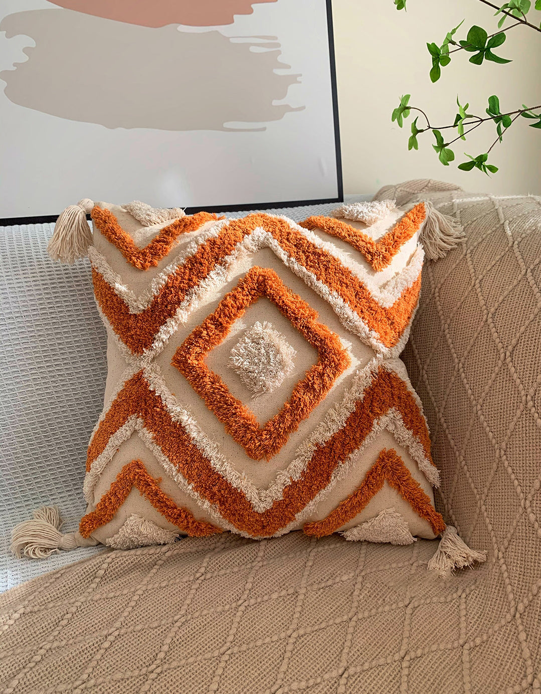 Housse de coussin de séjour bohème pour canapé